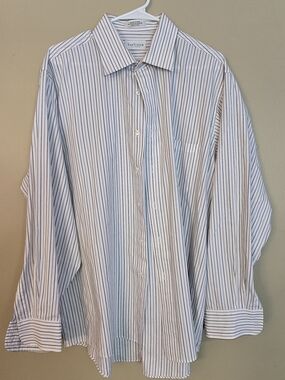 Van Heusen Blue and White Pinstripe Dress Shirt